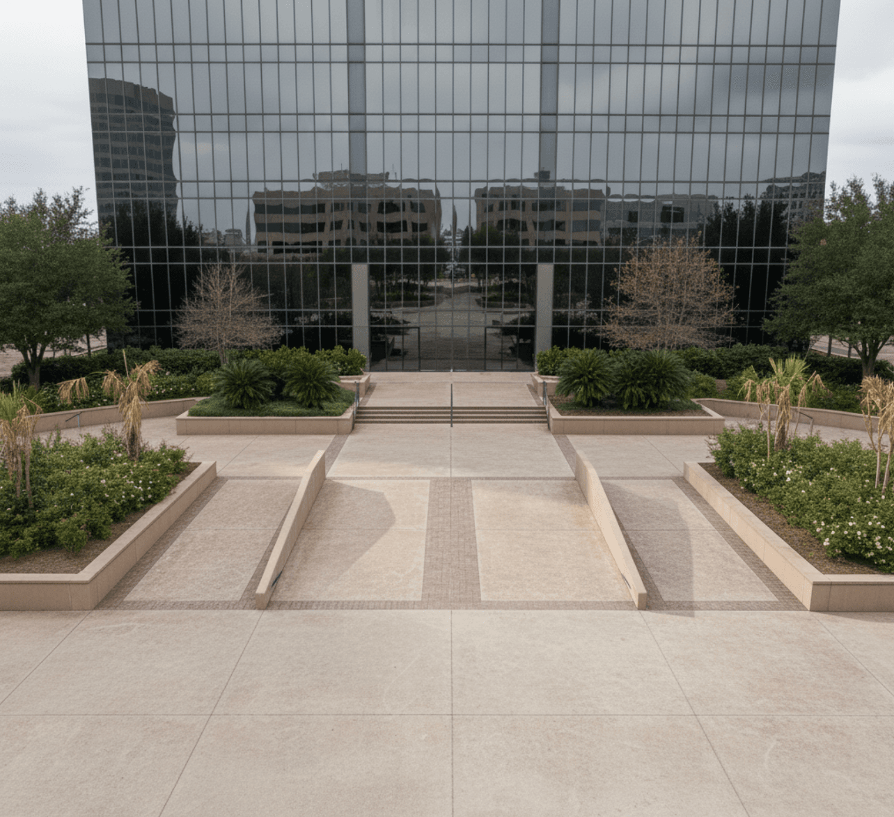 New stamped concrete entry with ADA ramp in Westchase Houston